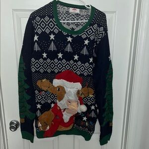 Holiday Time Men's Crewneck Sweater - Green, Red, White, Black